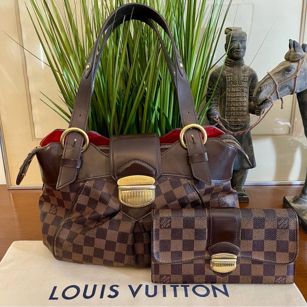 Louis Vuitton Sistina Pm Damier Ebene Shoulder Bag & Matching Sistina Wallet - Picture 1 of 14